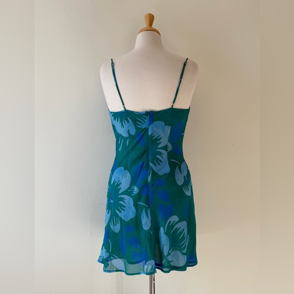 Runaway The Label RNWY Green Floral Slip Mini Dress Size S - Picture 6 of 7